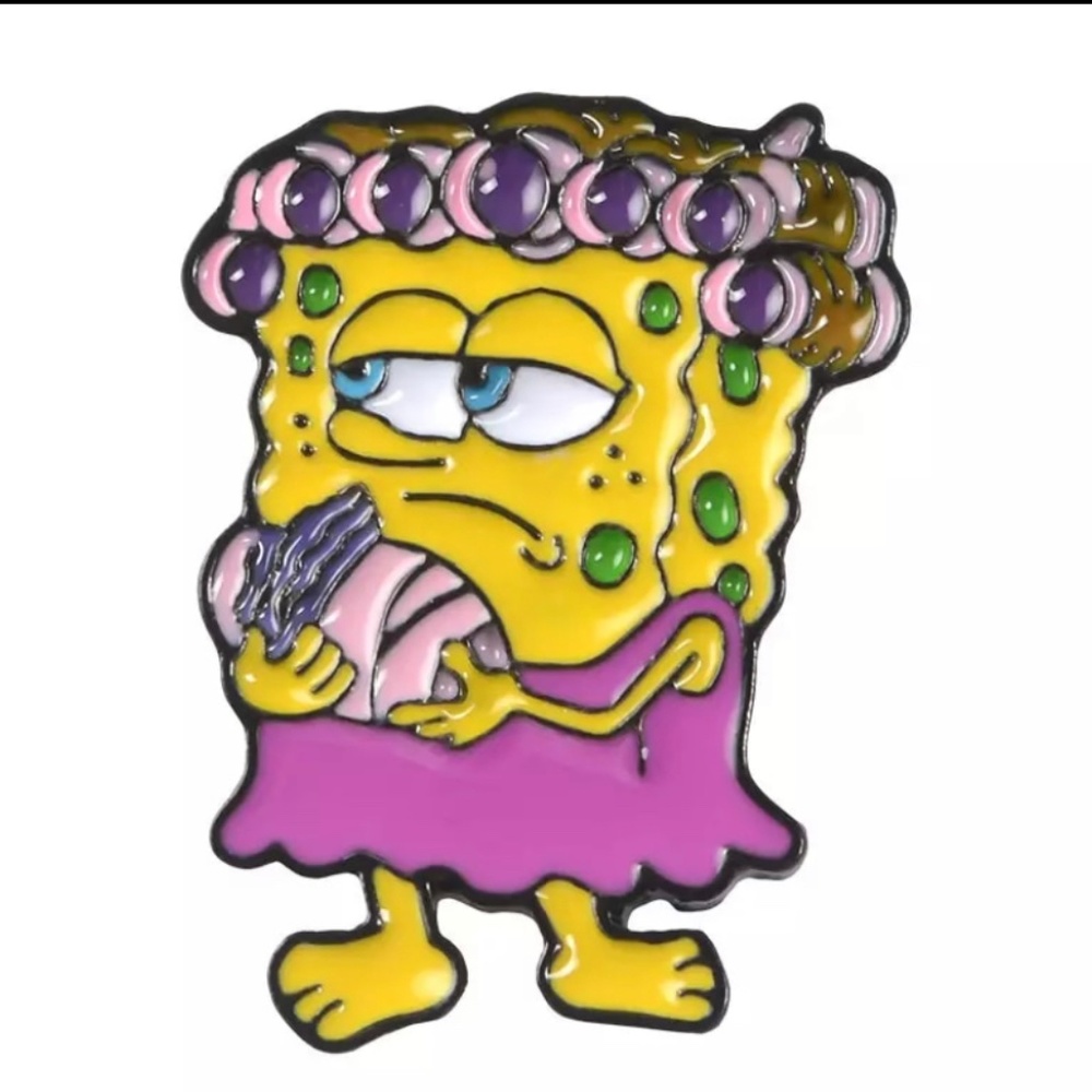 Spongebob Pin Curly Hair Bob